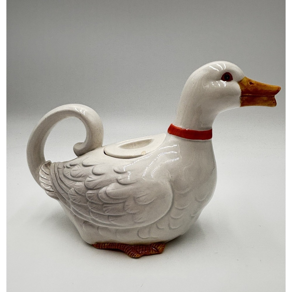 Vintage Otagiri Goose Teapot Ceramic White Duck Tea Pot Japan Farmhouse Cottag - Picture 5 of 9